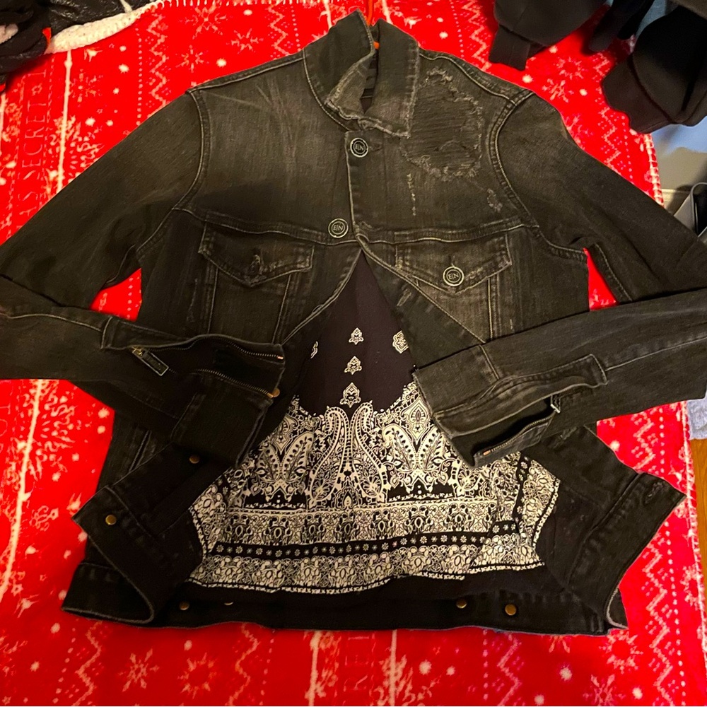 En Nior Jean jacket Bandana print